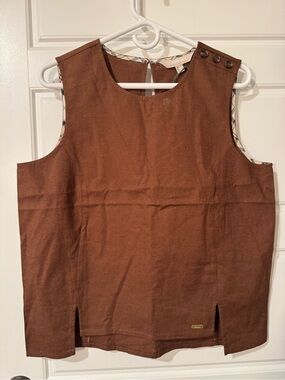 NWT Barbour Lucy Linen/Cotton Blend Tank Top, Walnut Brown, Size 8 US
